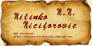 Milinko Nićiforović vizit kartica